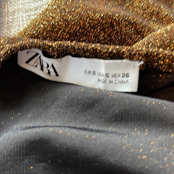 Zara body con sparkle gold glitter side ruffle dress - Picture 11 of 12